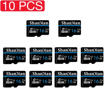 SHANDIAN 10/БР Карта памет от 32 GB 64 GB 128 GB Mini SD карта Клас 10 TF Flash 16 GB Mini SD карта за смартфон /камера Безплатен адаптер