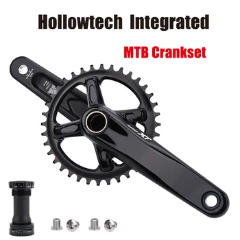 Интегрирани Шатуны Hollowtech от Алуминиева Сплав Мтб Monoplate Cranks с Пръстен верига 32T-38T за Скоростно Планински велосипед 9/10/11/12