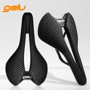Гелевое кормило седло от въглеродни влакна с 3D-принтом, сверхлегкое, 166 г, куха удобна cellular възглавница, пътен велосипед МТВ, дышащее седалка