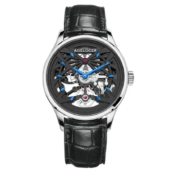AGELOCER Нови модни мъжки механичен часовник с дизайн на скелета на най-добрата марка за Луксозни водоустойчив мъжки автоматичен часовник Montre Homme