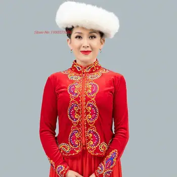 2023 национална бродерия на цвете, китайското винтажное бархатное палта, дамски традиционна яке hanfu с пайети, източен етнически костюм от епохата на тан