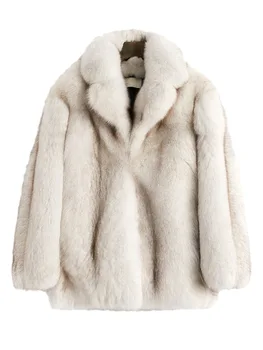 Мъжко дълго палто от цяла кожа midi, ново зимно палто от утолщенного кожа 