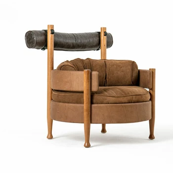 Масив дърво съвременни леки луксозни кресла за релакс, мека мебел за един човек, древно и съвременно нестандартно творчество