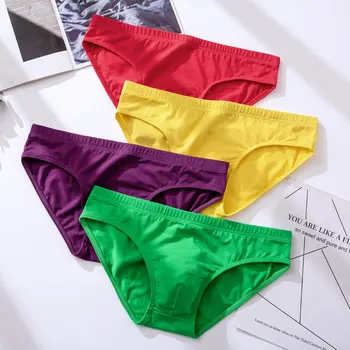 Мъжки гащета от чист памук, обикновена дишащи панталони с ниска талия за възрастни, секси бельо за гейове, мъжко памучно бельо