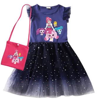 Сграбчи японска аниме! Детски костюм принцеса с къс ръкав, пола и чанта, комплект от 2 теми, дрехи за малките момичета, детски рокли за Хелоуин