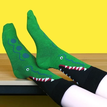 Нови постъпления, мъжки и дамски чорапи в стил унисекс харадзюку, хип-хоп, щастливи чорапи, шарени чорапи с участието на акула, крокодил, зебра и животни, естетически чорапи със забавен дизайн