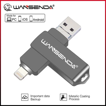 WANSENDA USB 3.0 Флаш-Памет и 128 GB OTG Карта 16 GB 32 GB 64 GB Флаш устройство 3 В 1 microUSB-Устройство за iPhone 14 Pro/13/12Pro/11