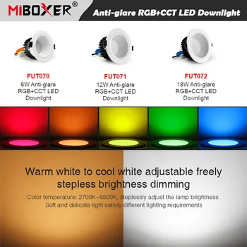 Miboxer 6 W И 12 W 18 W Антибликовый RGB + CCT led лампа AC100 ~ 240 В, С регулируема яркост Интелигентен led тавана лампа за помещения FUT070/FUT071/FUT072