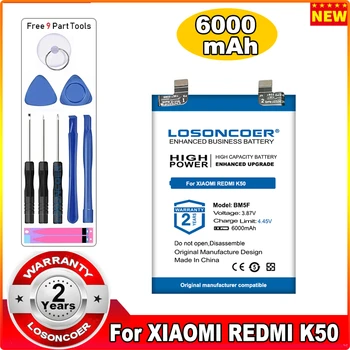 LOSONCOER 5500-6000 ма BM5E BM5F Батерия за Xiaomi Redmi K50 Pro 22021211RC, BM5F за Xiaomi Redmi K50 5G