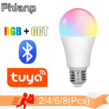 8 Бр. Безжична Bluetooth Умна Лампа на Hristo APP Контрол С регулируема яркост 15 W E27 RGB + CW + WW Led Лампа За промяна на цвета, която е съвместима с Ios/Android