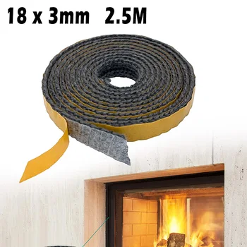 2.5 m черна плоска въже за печки на самозалепващи Стъкло на вратата на достъпа комина, готварска печка, оборудване запечатване лента за камина, работа на смени уплътнението, кабел 18x3 мм