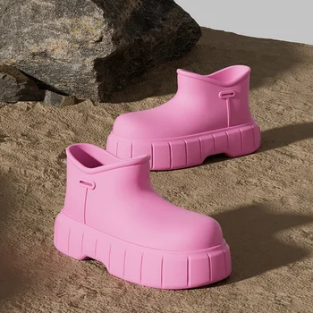 Дамски непромокаеми обувки, градинска водоустойчив дамски непромокаемая обувки на дебела подметка, нескользящие леки ботильоны от EVA без закопчалка за момичета, подвижни ботильоны