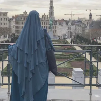 Дълъг Химар. → шал апликация на 2 слой креповой воал Дамски мюсюлманска мода молитвени hijabs Рамадан продажба на Едро на ислямската дрехи