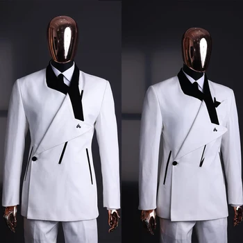 Модерен Мъжки костюм, 2 броя, Сако, Панталони с Ревера на една пуговице, Velvet Бизнес Оборудвана Официален Сватбен Костюм на Младоженеца Homme