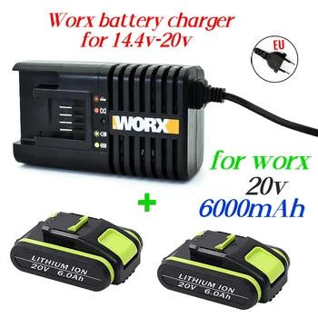 Електроинструменти Акумулаторна Замяна на Батерията 20 6000 mah Литиева за Worx WA3551 WA3553 WX390 WX176 WX178 WX386 WX678 + Зарядно устройство