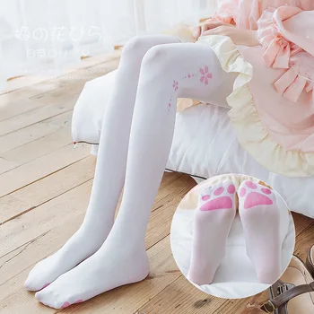 Японски чорапи над коляното, чорапи със сладка котешка лапой, чорапи в стил Лолита