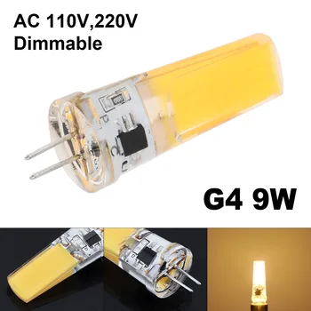 G4 led крушка с 9 Вата мощност, с регулируема яркост COB лампа 110v/220v полилей прожектор свещи заместват галогенную лампа на нова