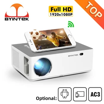 Умен проектор BYINTEK K20 Full HD 1080P, голям екран, Android, WiFi, проектор 2K 4K 3D видео, преносим проектор за домашно кино