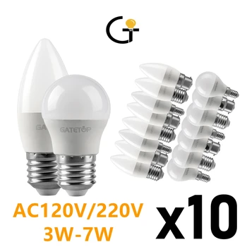 10 бр. led лампи са енергийно ефективни G45 C37 E14 E27 3 Вата-7 W AC230V AC110V 3000 ДО/4000 ДО/6000 ДО Led лампи за голф, за Декорация на дома