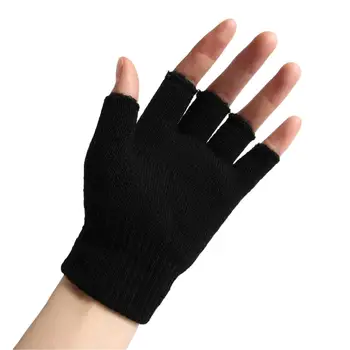 1 чифт еластични еластични трикотажни топли ръкавици на полпальца, топли ръкавици без пръсти на полпальца, ръкавици без варежек