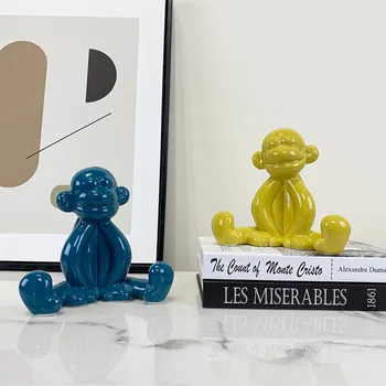 Модерен начало декор Фигурки маймуни, маса за декорации, детска стая, керамична статуетка за кабинет, офис, мультяшные скулптура