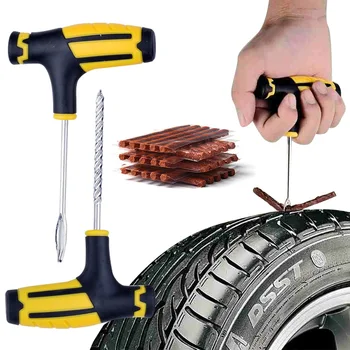 Набор от инструменти за ремонт на гуми, проколотая корк, гаражно автомобили, камиони, мотоциклети, бескамерное колелото, инструмент за ремонт на гуми
