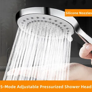 5-режимни регулируеми дюзи за душ с високо налягане в банята, силиконови дюзи, ръчни душове, Водосберегающие накрайник за душ, аксесоари