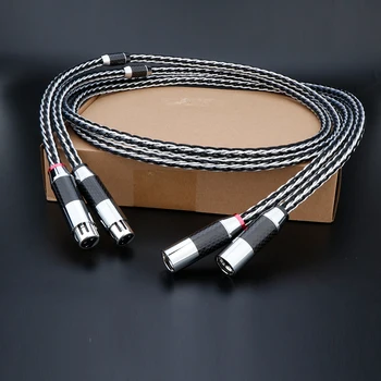 8CS OCC Мед Посеребренный Hifi аудио кабел XLR Стерео Висока степен на Чистота От Въглеродни Влакна XLR Съединители от Мъжете, за Жената, за Микрофонного на Миксера