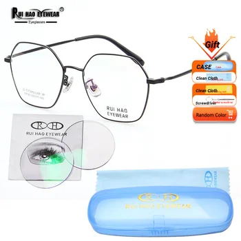 Очила унисекс рецепта Полигональные титанови рамки за очила, лещи за рецепта попълване, оптични очила на поръчка 95143