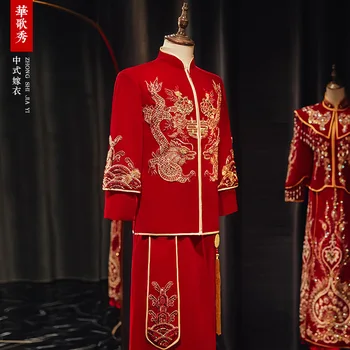 2022 новите китайски сватбена рокля на булката Древния костюм на Сватбата дрехи Облечи дракон и Феникс Танский костюм Сюхэ Пролет