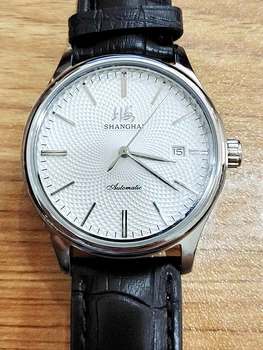 Шанхай Watch Мъжки реколта часовници за рокли, автоматични механични ръчни часовника 39 мм, луксозни бизнес водоустойчив часовник в ретро стил 1963