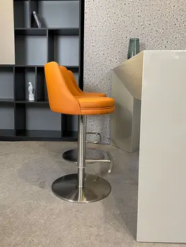 Бар стол Nordic Light е с луксозни облегалка, модерен прост подвижен стол касата, въртящ се стол за малък апартамент, бар стол
