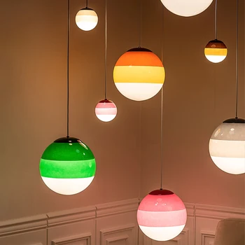 Висящи тела с потапяне, дизайнерски скандинавски цветна лампа, стъклена топка, окачена лампа, спалня, ресторант, изкуство, Творчески дом на кухненската лампа