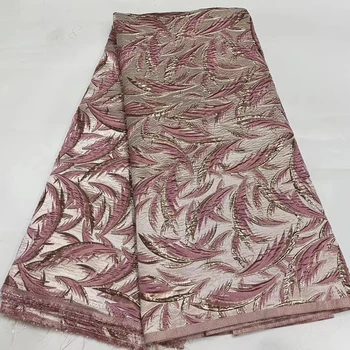 Висококачествена парчовая жаккардовая лейси плат Африка розово дамасский завързана материал Плат за шивашки женски дрехи