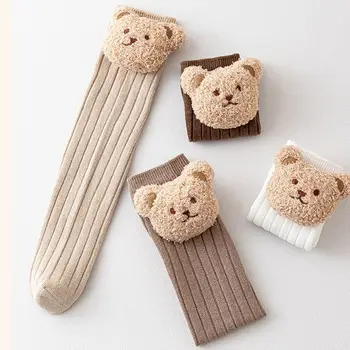 Сладко японски меки дълги чорапи в корейски стил за момчета, чорапи с мечка, детски чорапи за деца
