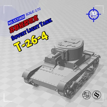 SSMODEL 72600 V1.6 1/72 Набор от модели от смола с 3D-принтом Съветския Т-26-4 Light