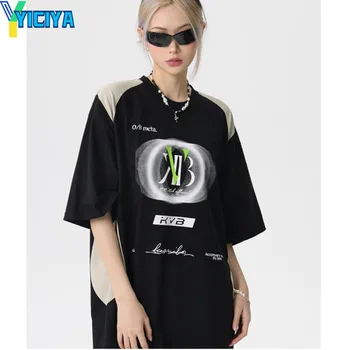 Тениска YICIYA, топ y2k, дамски тениски, съкратен топ с къс ръкав в стил хип-хоп, тениски оверсайз, американски тениски, дамски дрехи 2023