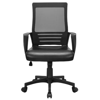 Ергономичен офис стол с регулируема средна облегалка от окото на материал с лумбална опора, 23,20x24,20x41,70 инча