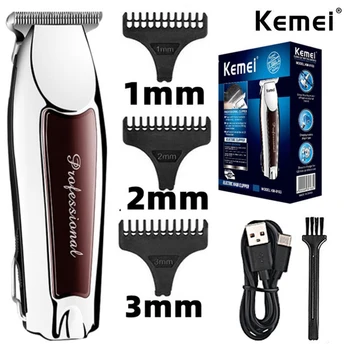 Професионална машина за косене на косата Kemei, тример за мъже, акумулаторна прическа, безжична машина за подстригване на коса, самобръсначка, фризьорски за оформяне на брада