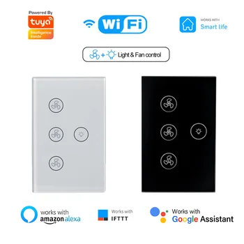 Умен фен на Hristo WiFi ключа за лампата със сензорен панел домашен помощник Умен дом работи с глас, Smart Life чрез Алекса Google Home