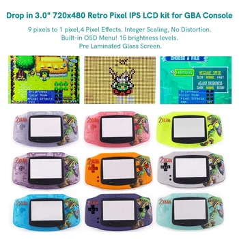 V5 ламиниран 720x480 ретро пиксельный LCD дисплей с подсветка IPS Mod + обвивка Zelda с принтом за конзолата Gameboy Advance