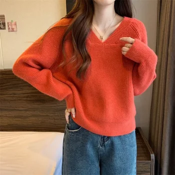 2023, есен и зима, нов удобен модерен женски пуловер за почивка, пуловер, без универсален елегантен женски трико