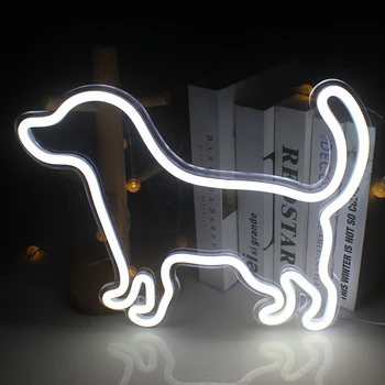 Wanxing LED Малка Неонова реклама във формата на Куче Акрилна Подвесная USB Poweranime Аниме Лампа Kawaii Room ART Wall Decor Магазин Нощна Лампа