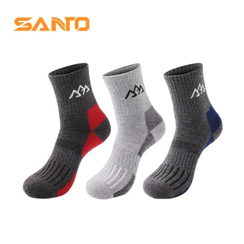 SANTO 3 двойка много дебели спортни мъжки чорапи за колоездене, тренировки, разходки, зимна термална облекло за краката, впитывающая влагата, дишаща S004