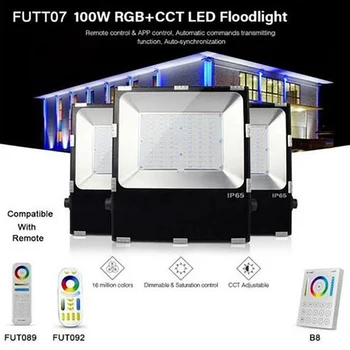 FUTT07 100 W Led Прожектор IP65 Водоустойчива RGB + Регулиране на CCT 2,4 G, Безжично Дистанционно Прожектор Wifi Cellpnone APP Control