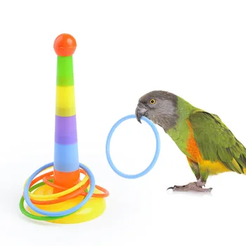 Интересни мини-играчки с пластмасов пръстен, подходящи за игри за интелектуално развитие, папагали, цветни играчки за тренировка на активност на птиците