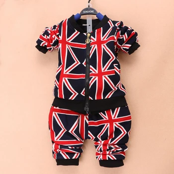 2015 нов пролетно-есенен комплект на детски дрехи от 1 до 3 години, зреещи в европейски стил, 1 комплект дрехи за малки момчета и момичета, комплект детски дрехи