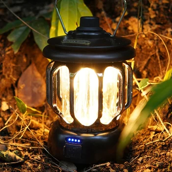 Лампа за къмпинг на открито капацитет от 3500 mah, led фенерче в ретро стил 