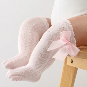 Дълги чорапи за малки момичета, обикновена мрежести чорапи принцеса с хубав нос, пролет-лято ежедневни чорапи