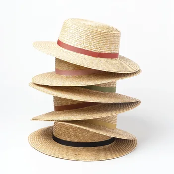 X225 Модни лента, украса, слама е билка, шапка с плосък покрив, слънцезащитен крем за пътуване, козирка, сламена шапка с плосък покрив, летни сламени шапки